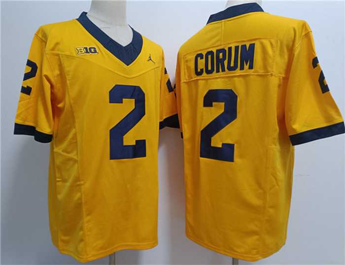 Men%27s Michigan Wolverines #2 Blake Corum 2023 F.U.S.E. Yellow Stitched Jersey